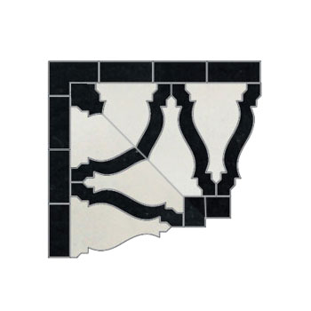 Mosaic House Moroccan tile Sharafa L Corner 1-6 White Black  zellige, mosaic, zellij, border, glaze 